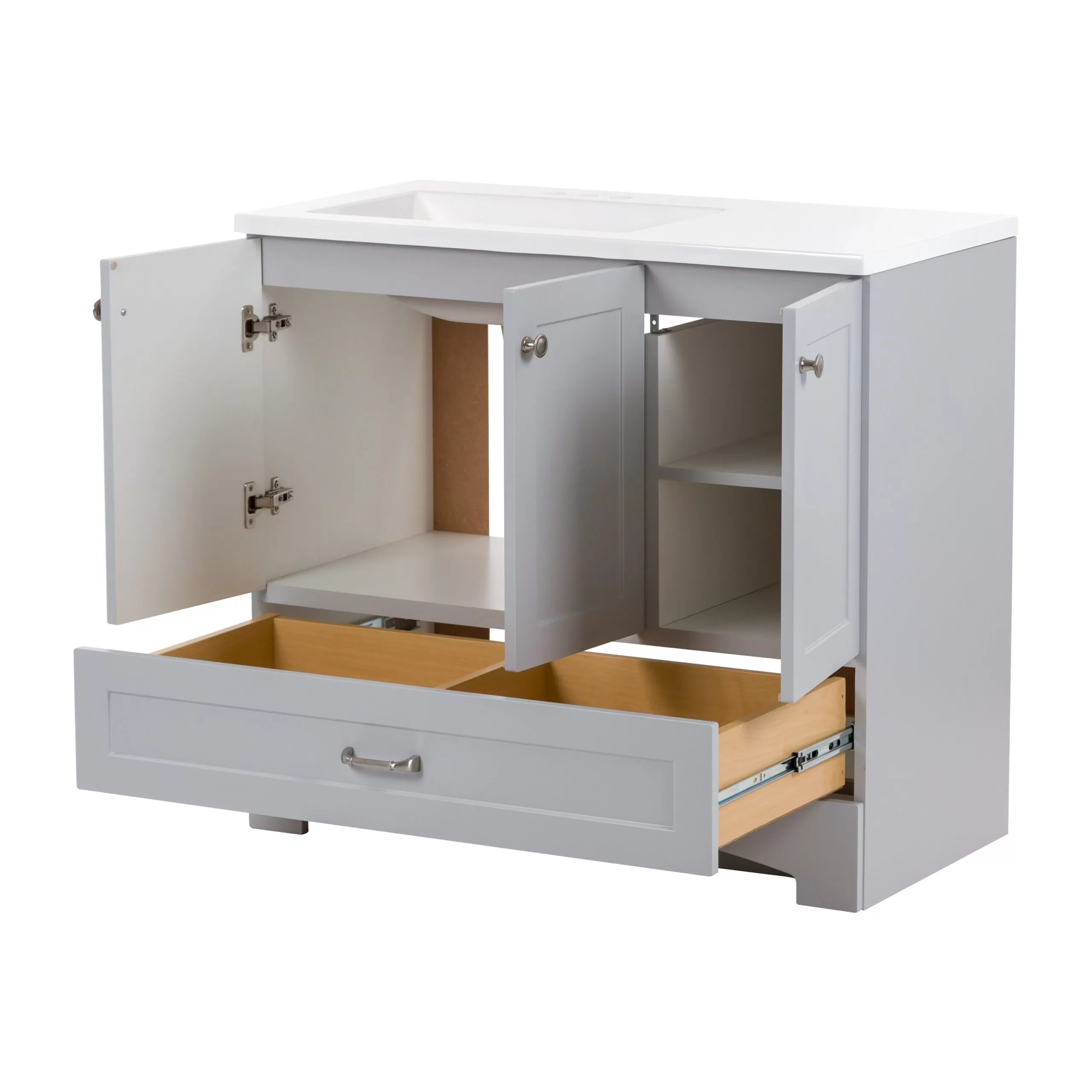 Diamond NOW Cassidy 36-in Pearl Gray Single Sink Bathroom Vanity with White Cultured Marble Top - Image 10