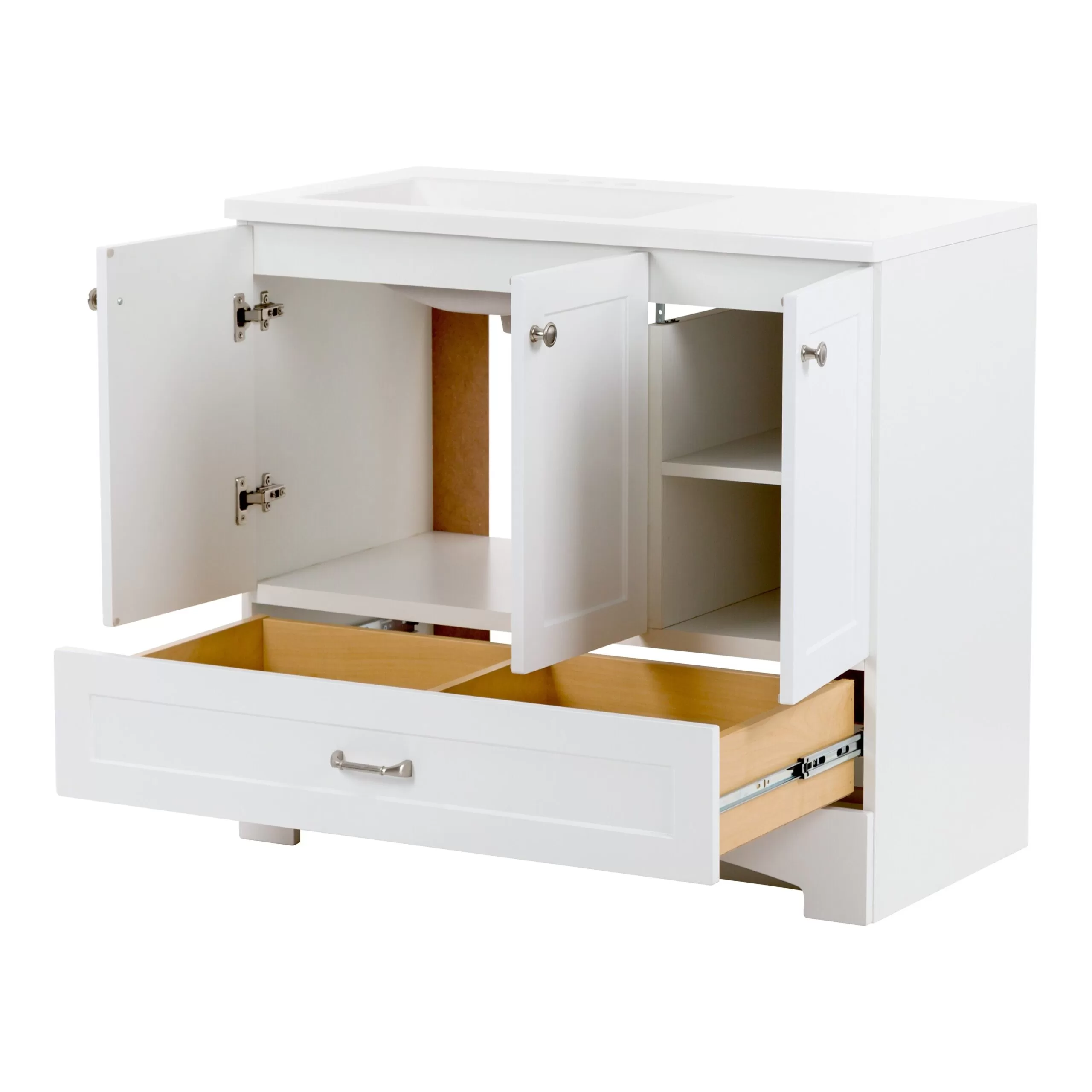 Diamond NOW Cassidy 36-in White Single Sink Bathroom Vanity with White Cultured Marble Top - Image 10