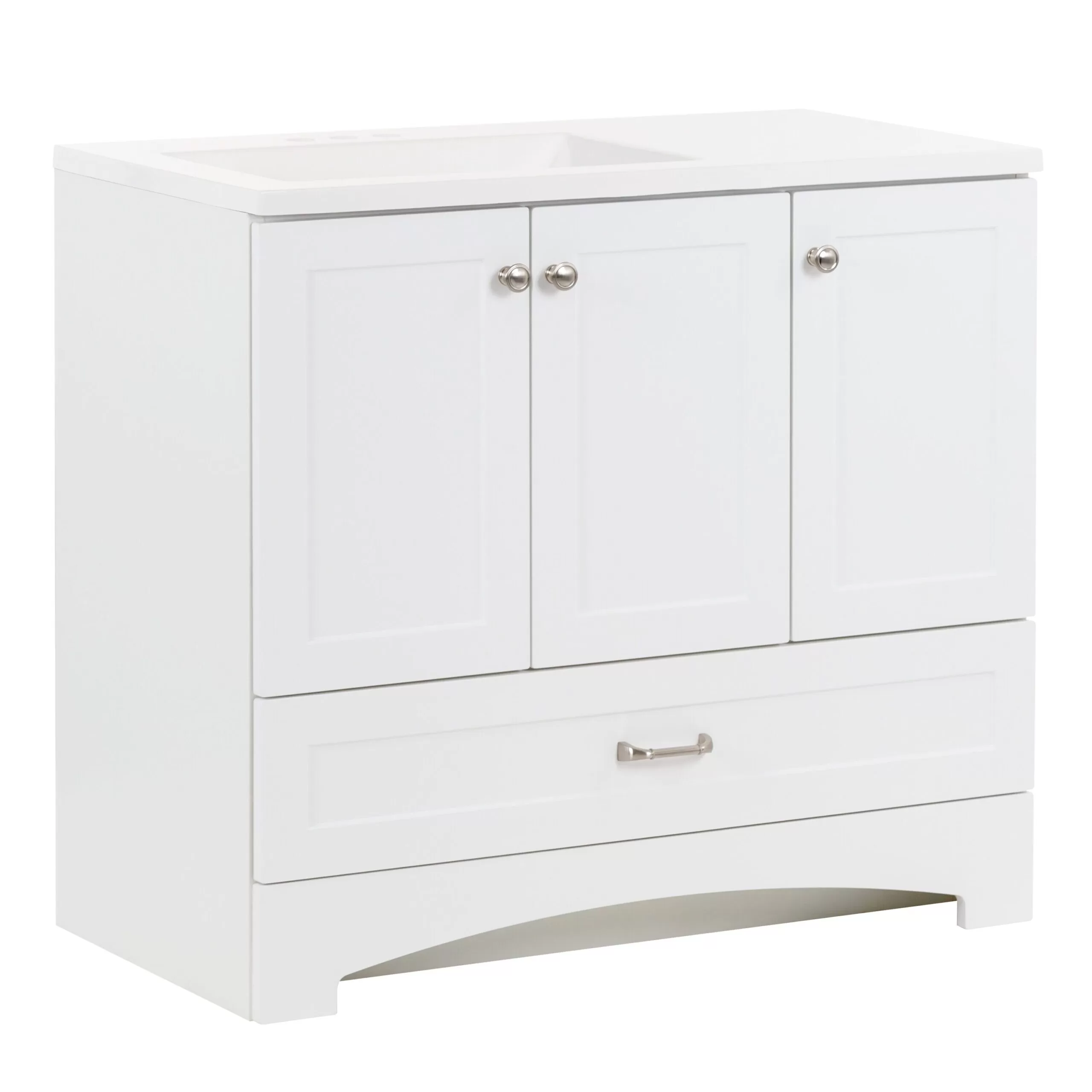 Diamond NOW Cassidy 36-in White Single Sink Bathroom Vanity with White Cultured Marble Top - Image 12