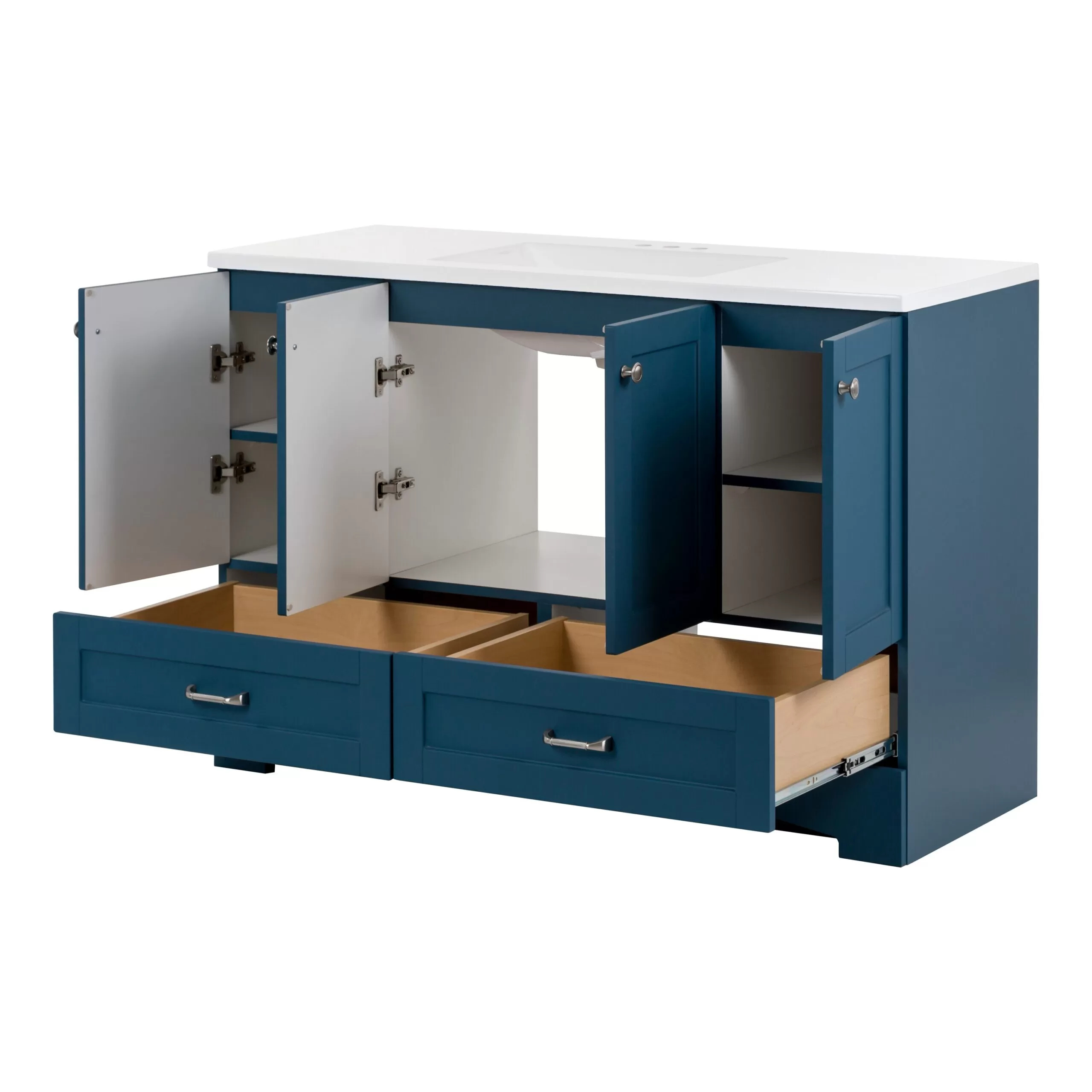 Diamond NOW Cassidy 48-in Admiral Blue Single Sink Bathroom Vanity with White Cultured Marble Top - Image 11