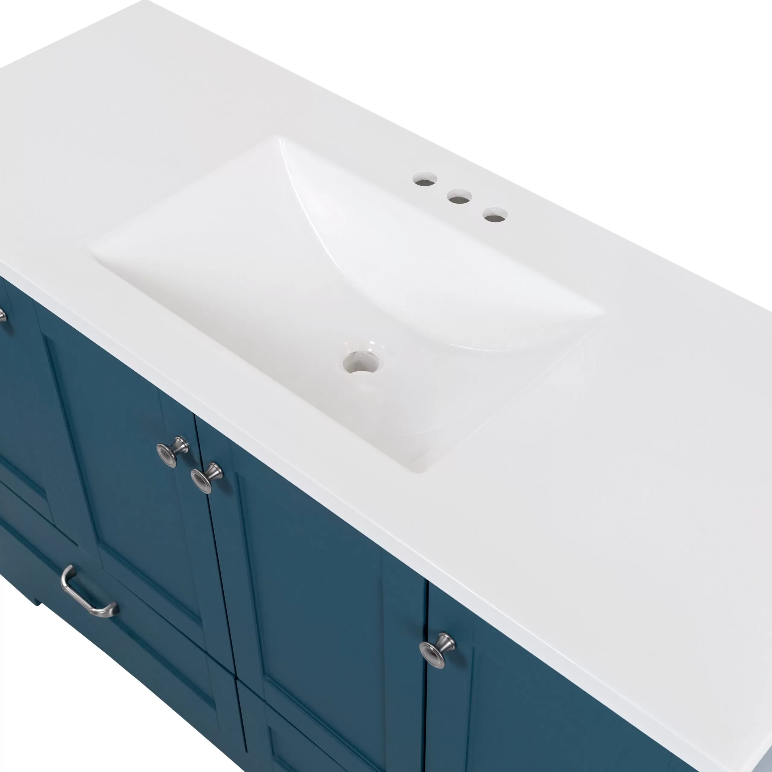 Diamond NOW Cassidy 48-in Admiral Blue Single Sink Bathroom Vanity with White Cultured Marble Top - Image 4