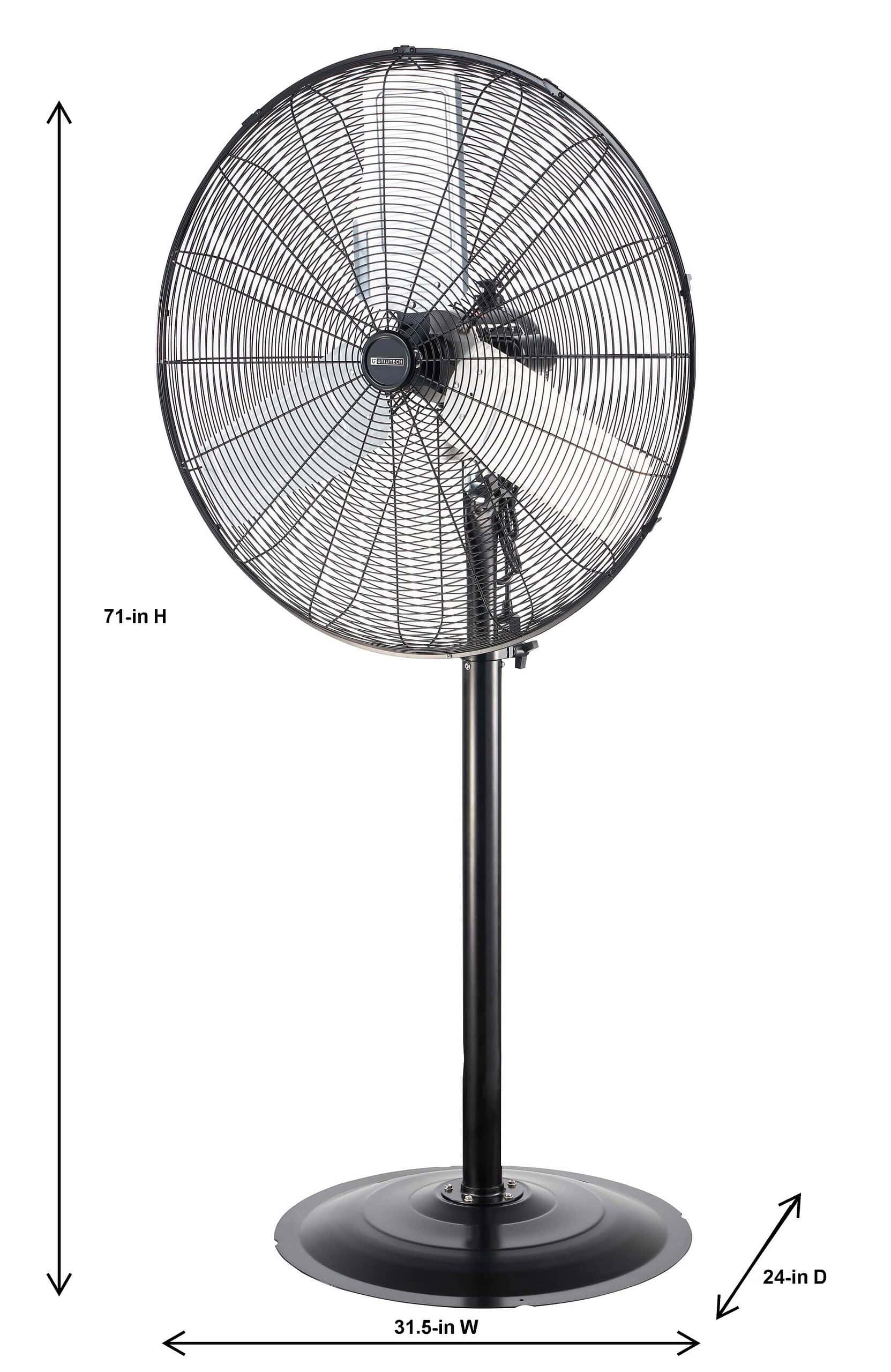 Utilitech 30-in 3-Speed Indoor or Outdoor Black Oscillating Pedestal Fan - Image 2