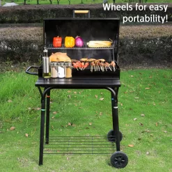 UTEN Outdoor BBQ Grill Charcoal Barbecue Pit Backyard Meat Cooker Smoker Black