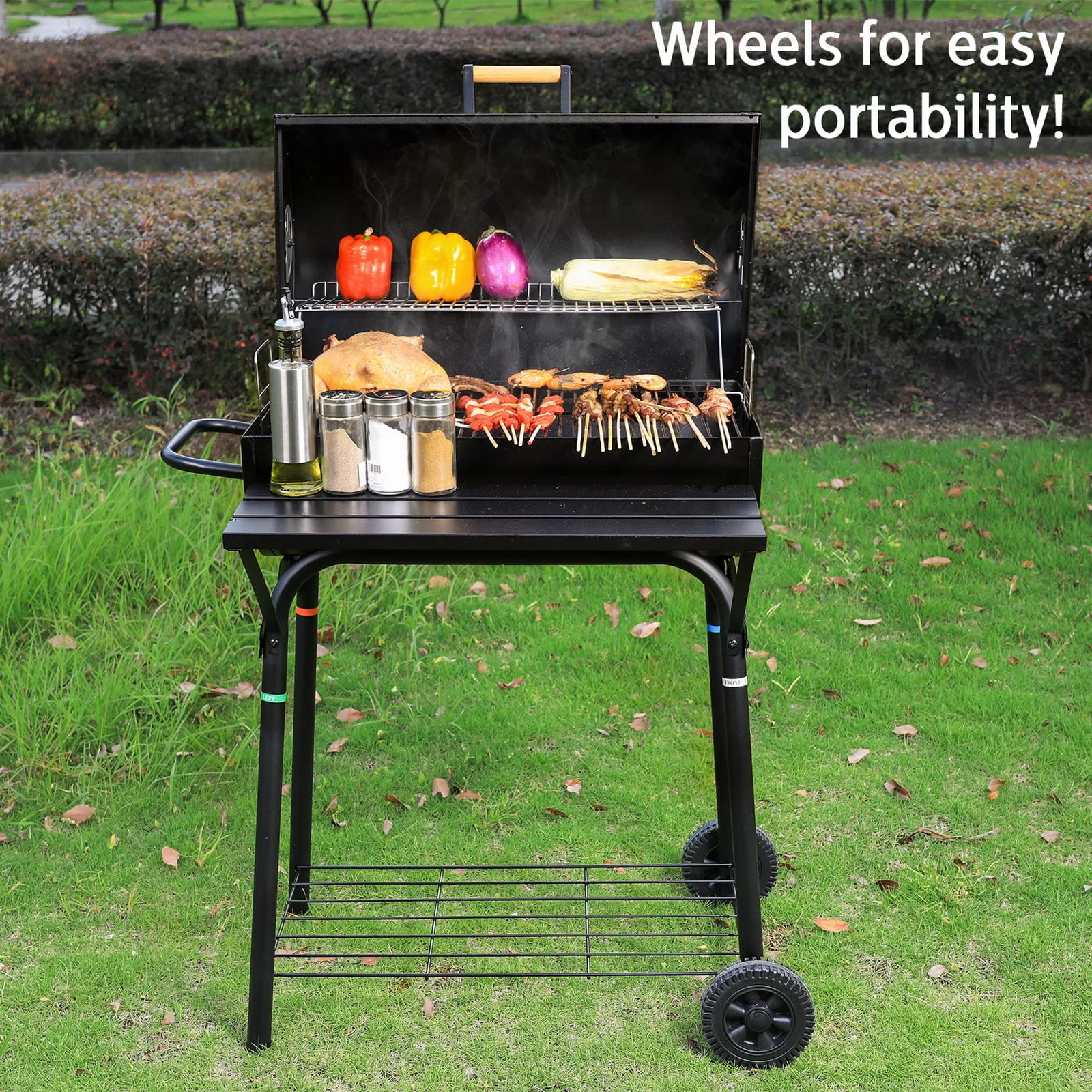 UTEN Outdoor BBQ Grill Charcoal Barbecue Pit Backyard Meat Cooker Smoker Black