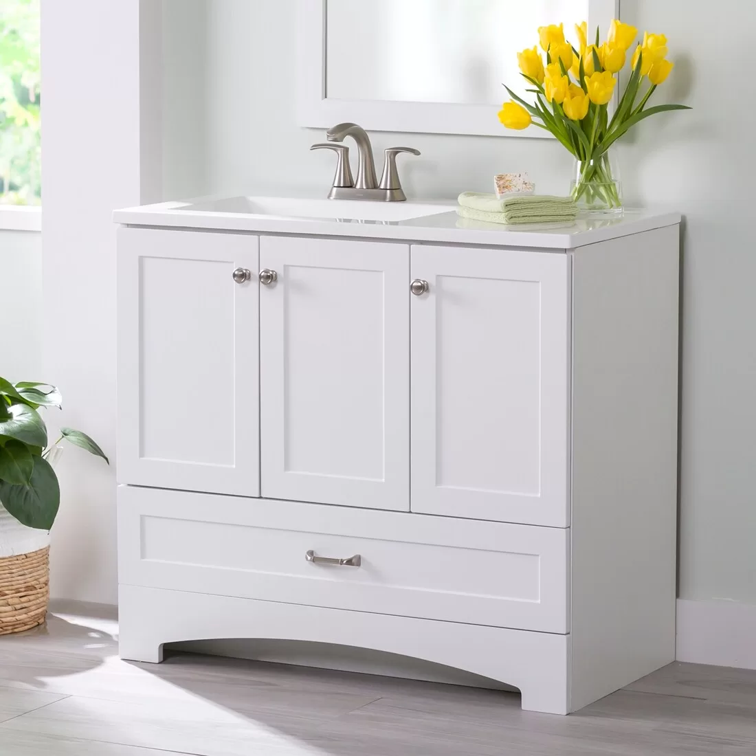 Diamond NOW Cassidy 36-in White Single Sink Bathroom Vanity with White Cultured Marble Top - Image 11