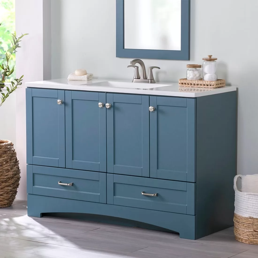 Diamond NOW Cassidy 48-in Admiral Blue Single Sink Bathroom Vanity with White Cultured Marble Top - Image 12