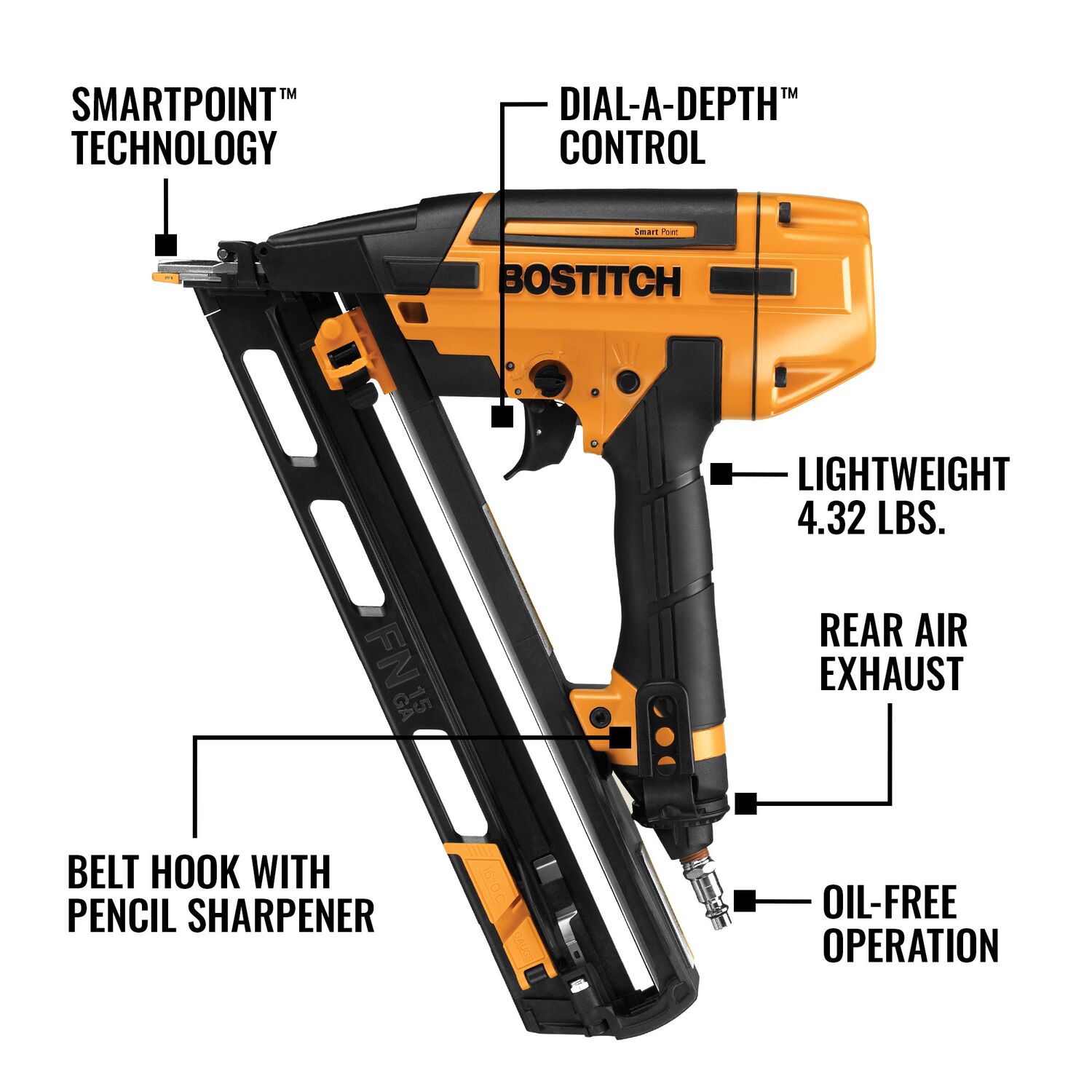 Bostitch Smart Point 2.5-in 15-Gauge Pneumatic Finish Nailer - Image 4