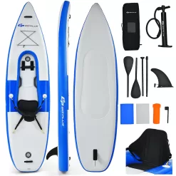 Goplus 1 Person Inflatable Kayak Includes Aluminum Paddle with Hand Pump Blue