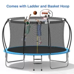 Nazhura Trampoline 12 ft with Enclosure and Basketball Hoop, 1300lbs Capacity