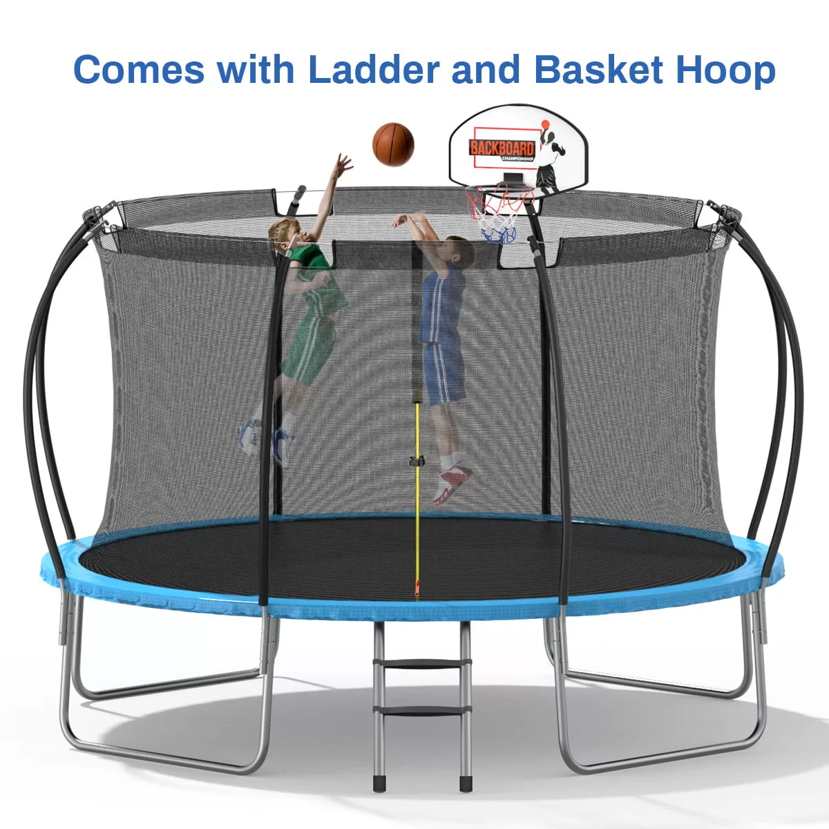 Nazhura Trampoline 12 ft with Enclosure and Basketball Hoop, 1300lbs Capacity