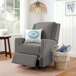 Baby Relax Robyn Rocker Recliner Chair with Pocket Coil Seating, Gray Linen