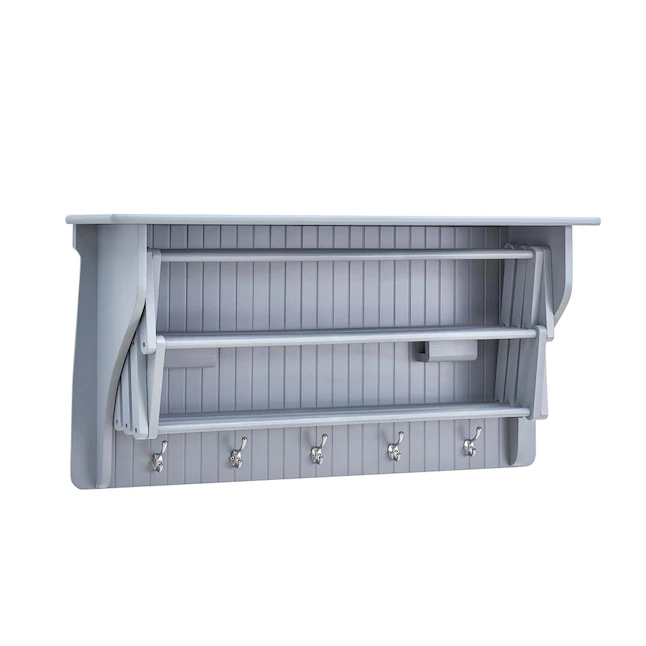 Danya B. Wall Mount Retractable Accordion Drying Rack-Great for Bathroom or Laundry Room, Light Gray - Image 3