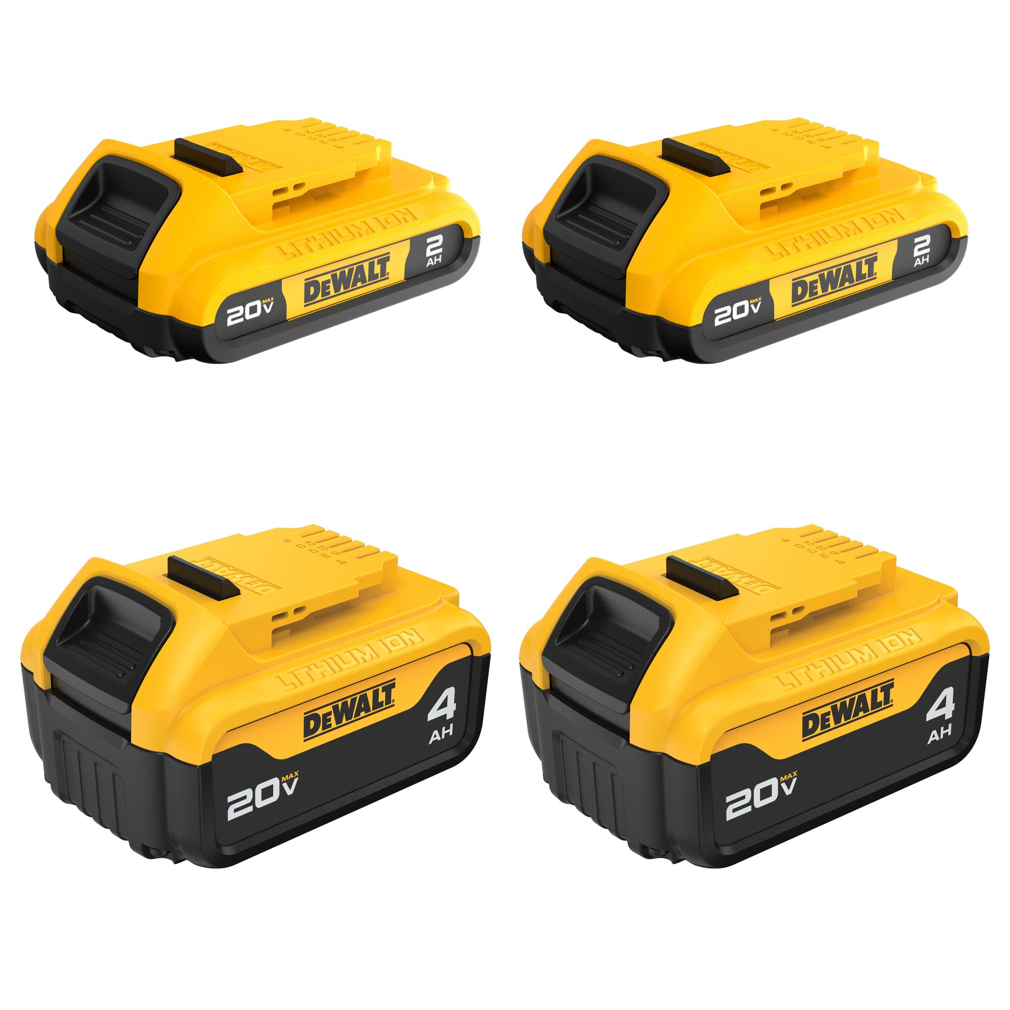 DEWALT 20-Volt 4-Pack 2 Amp-Hour; 4 Amp-Hour Lithium Power Tool Battery