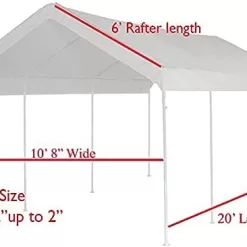 Canopy Replacement Cover 12'X20' White Tarp Top Roof Canopy Replacement Cover