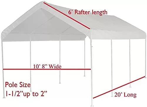 Canopy Replacement Cover 12'X20' White Tarp Top Roof Canopy Replacement Cover