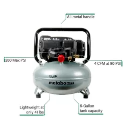 Alternative view of Metabo HPT EC914SM The Tank 6-Gallon Single Stage Portable Corded Electric Pancake Air Compressor