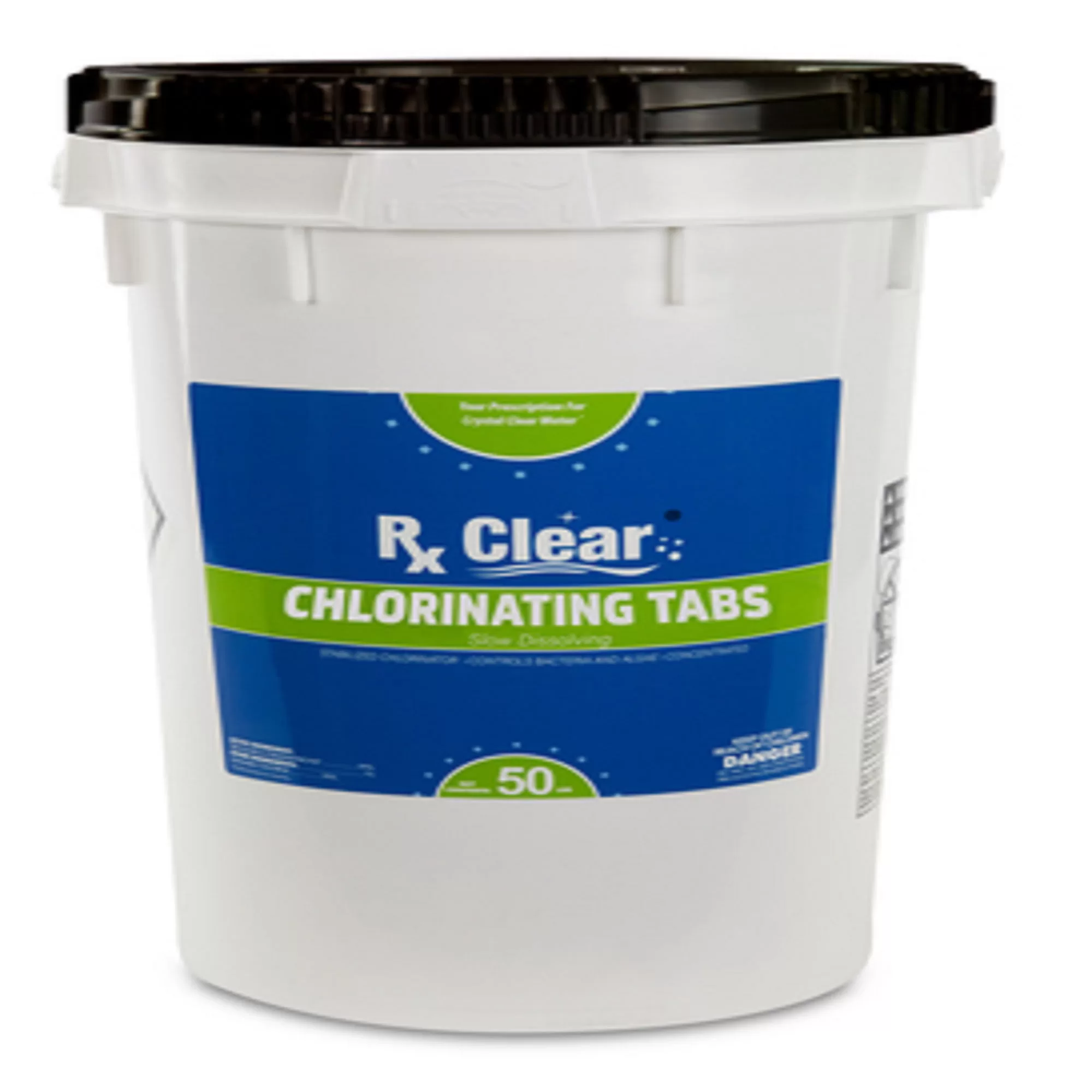 Rx Clear 1" Stabilized Chlorine Tablets Swimming Pool Chemical | 50 lb Bucket