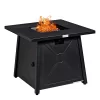 Costway 30'' Square Propane Gas Fire Pit Table 50,000 BTU W/ Waterproof Cover Lava Rock