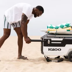 Igloo Trailmate Marine 70 Quart, Wheeled Cooler, White and Black