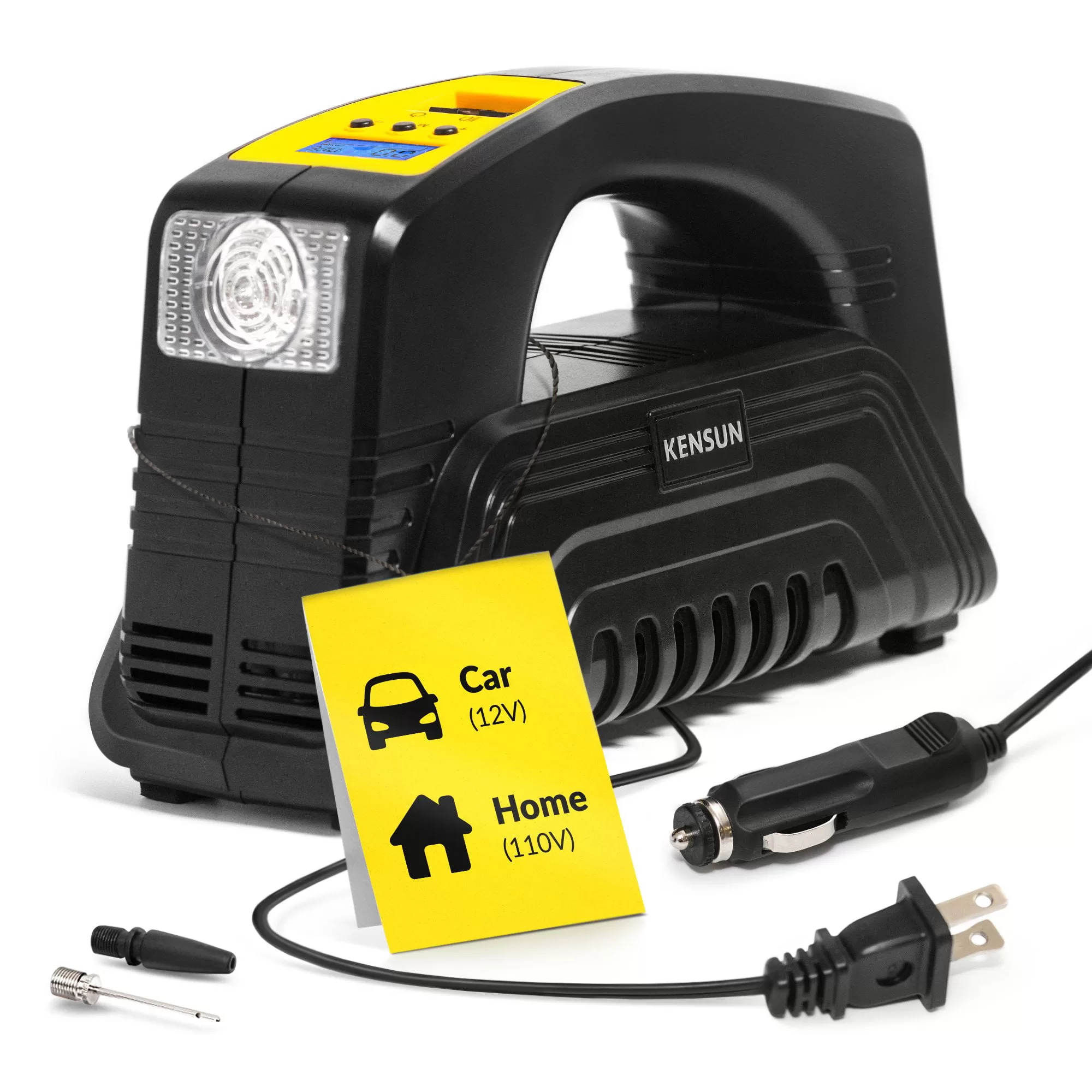 Kensun Air Compressor for Tires - Portable Tire Inflator Air Pump for Car - Electric Tire Compressor for Home and Car