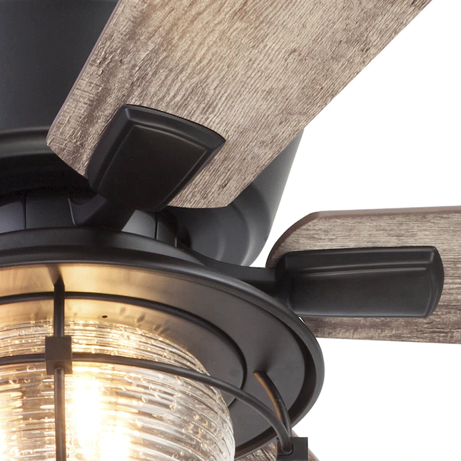 Harbor Breeze Merrimack II 52-in Bronze LED Indoor/Outdoor Downrod or Flush Mount Ceiling Fan with Light (5-Blade) - Image 7