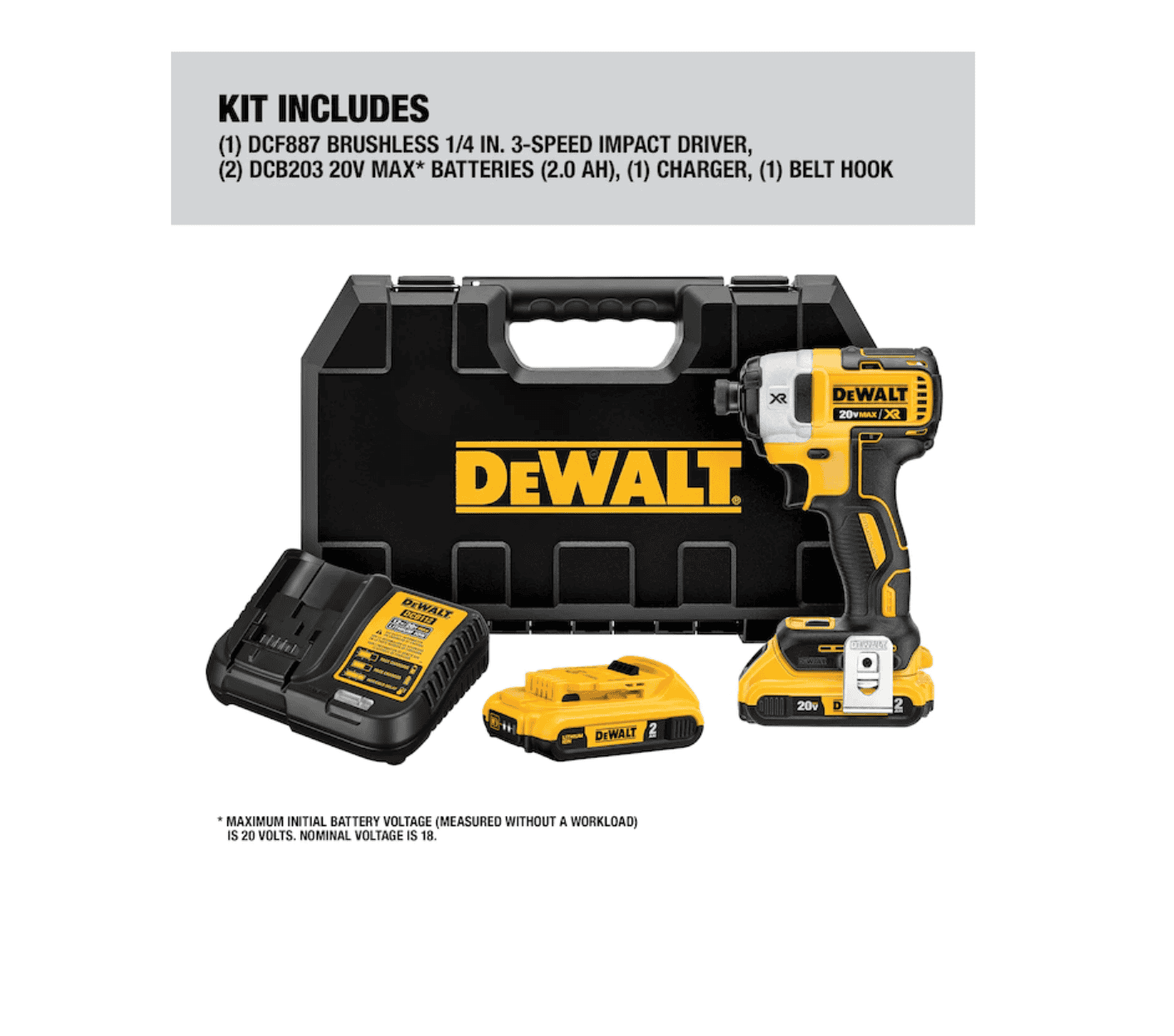 DEWALT DCF887D2 XR 20-volt Max Variable Speed Brushless Cordless Impact Driver (2-Batteries Included) - Image 8