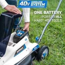 HART 40-Volt Cordless 18-inch Push Mower Kit, (1) 6Ah Lithium-Ion Battery & Charger