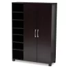 Baxton Studio 2 Door Entryway Shoe Storage Cabinet with Open Shelves.