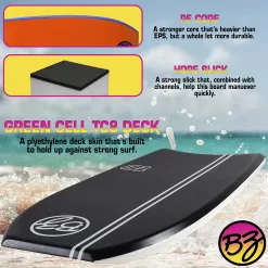 BZ Body Boards T-10 42 Inch Bodyboard, Black