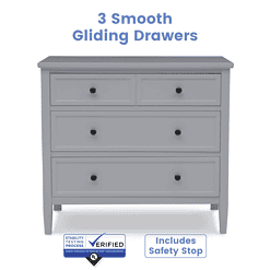 Delta Children Epic 3-Drawer Dresser, Grey