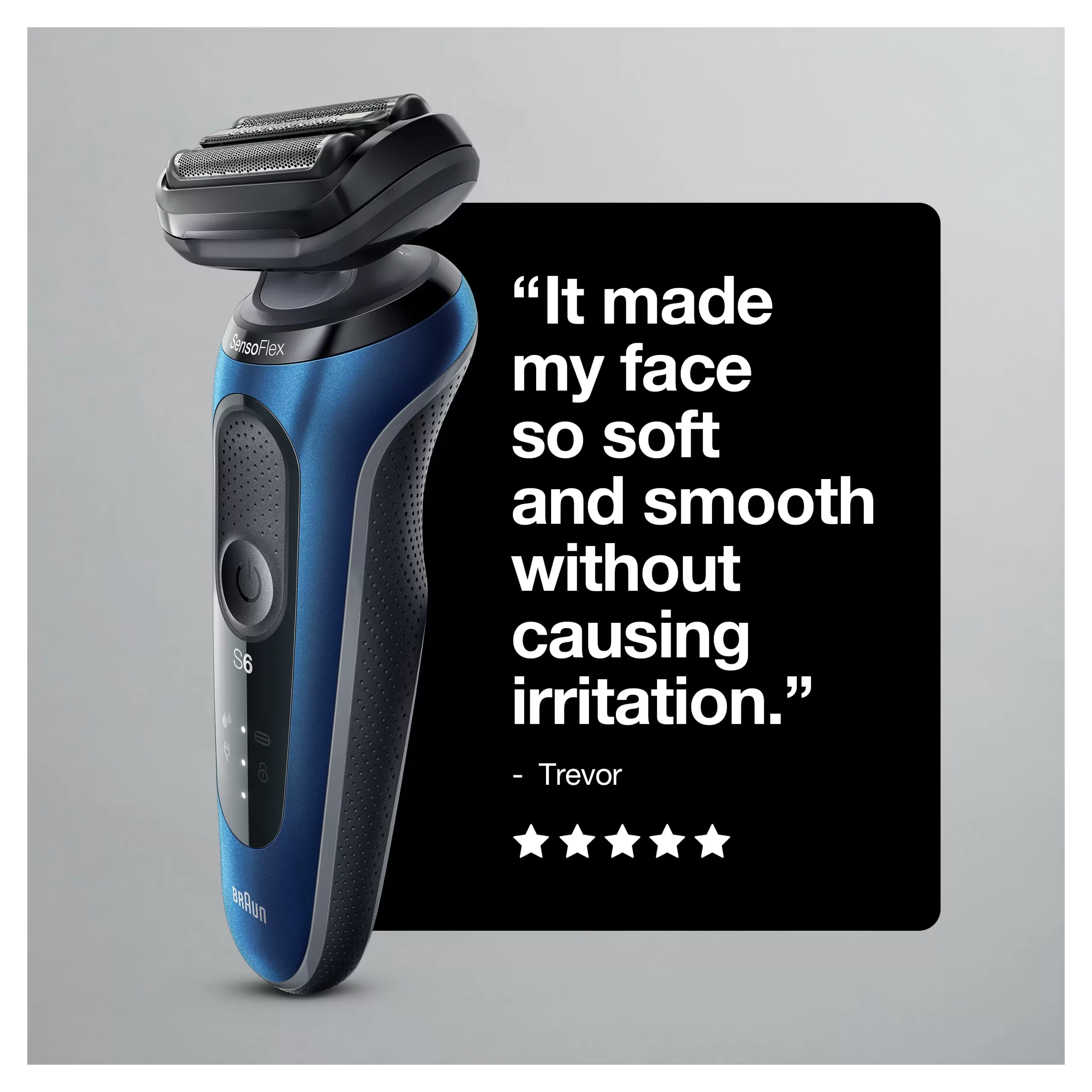 Braun Series 6 6020s Rechargeable Wet Dry Men's Electric Shaver, Blue - Image 4