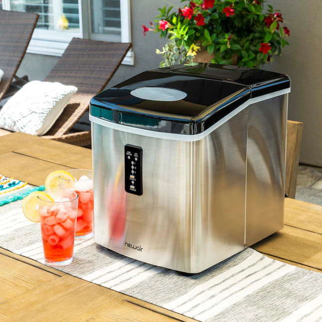 NewAir AI-100SS Portable Ice Maker 28 lb. Daily - Countertop Compact Design, 3 Size Bullet Shaped Ice, Stainless with Black Lid - Image 3