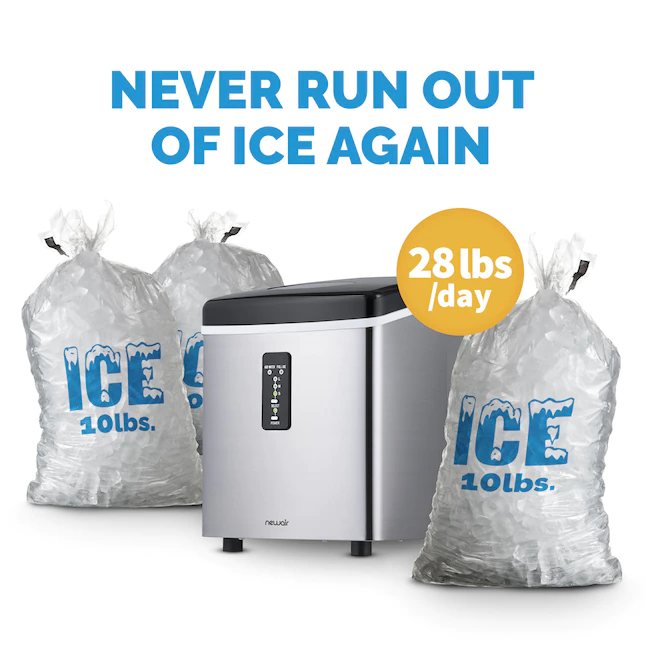 NewAir AI-100SS Portable Ice Maker 28 lb. Daily - Countertop Compact Design, 3 Size Bullet Shaped Ice, Stainless with Black Lid - Image 4