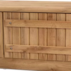 Baxton Studio Oswald Modern and Contemporary Farmhouse Natural Oak Brown Finished Wood 2-Door Storage Bench