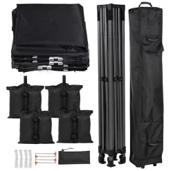 SMILE MART 10' x 10' Enclosed Outdoor Canopy with Wheeled Carry Bag, Black