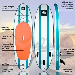 Roc Inflatable Stand Up Paddle Board with Premium sup Accessories & Backpack, Non-Slip Deck, Waterproof Bag, Leash, Paddle and Hand Pump. (Aqua)
