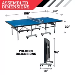 ESPN Official Size 2 Piece 15mm Indoor Quick Match Table Tennis Table, Blue