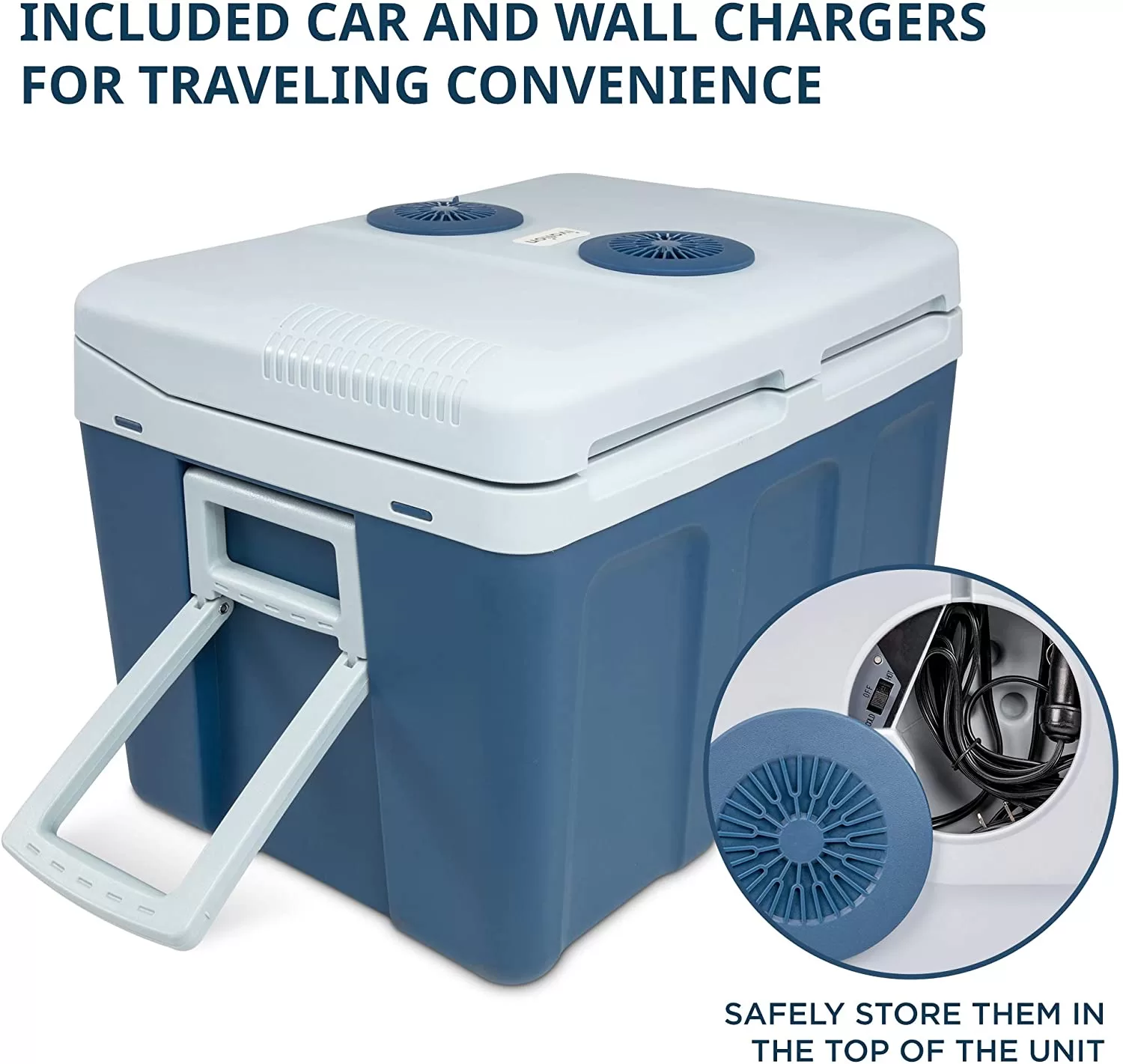 Ivation Electric Portable 45 L Cooler & Warmer W/ Wheels & Handle, for Travels