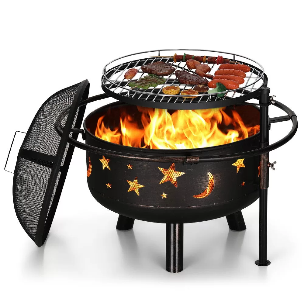 Sophia & William 30" 2 in 1 Outdoor Wood Burning Fire Pit Firepit Bowl with Cooking Grate