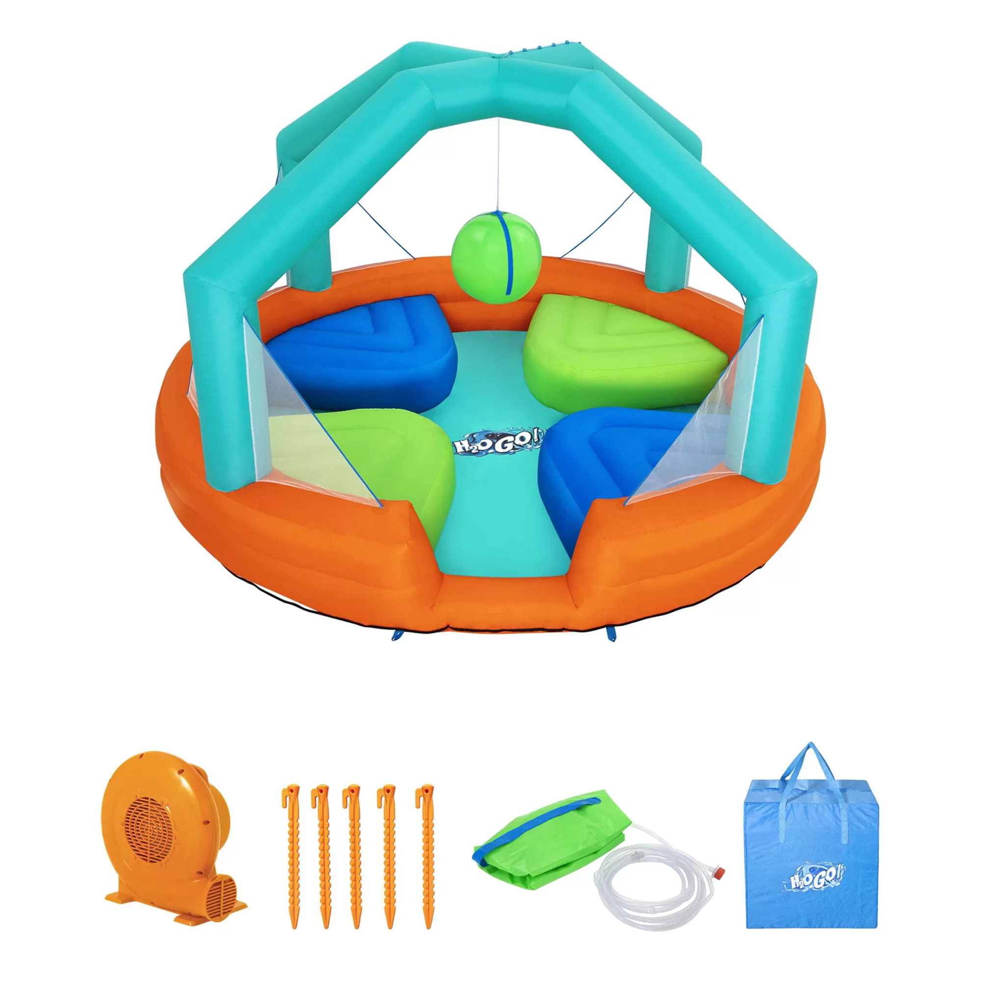 Bestway H2OGO! Dodge & Drench Kids Inflatable Water Park with Air Blower