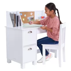 KidKraft Children's Wooden Study Desk with Chair, White