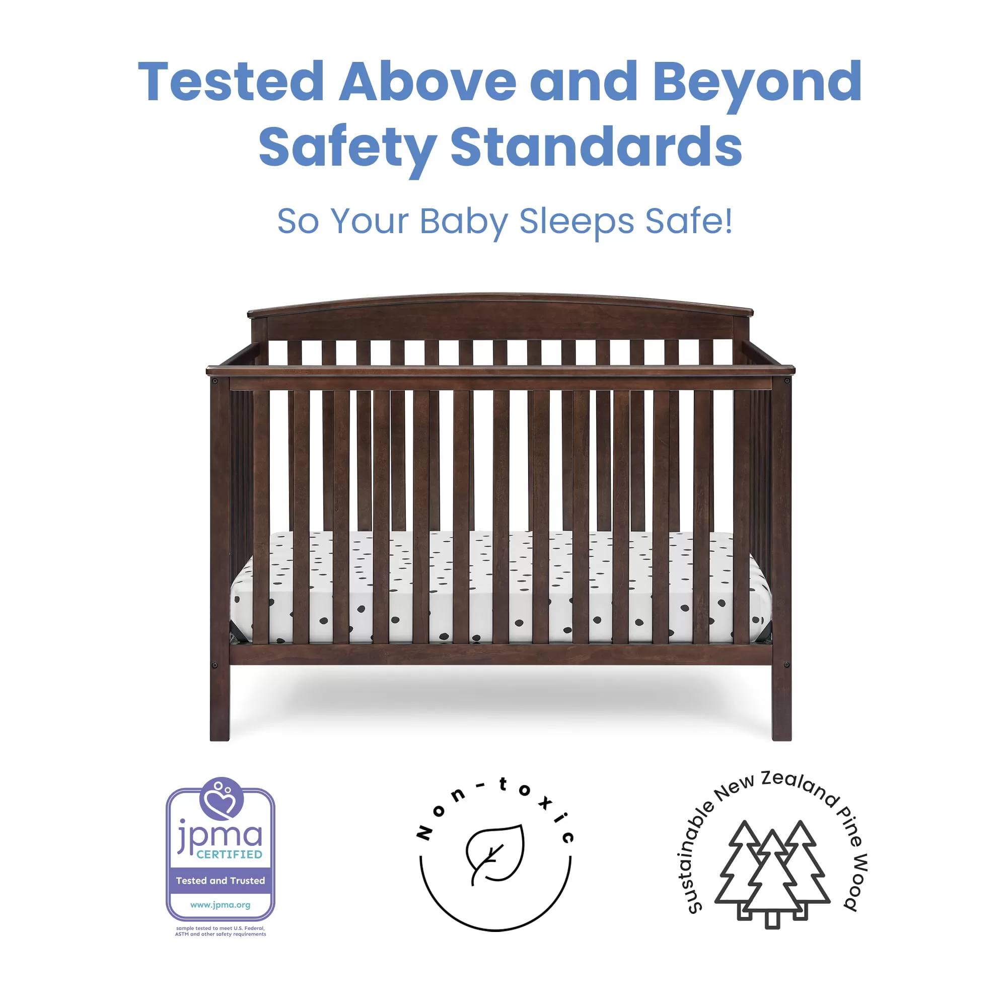 Delta Children Hanover 6-in-1 Convertible Baby Crib, Walnut Espresso