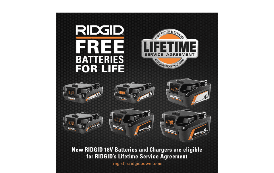 RIDGID AC93044SBN 18V Lithium-Ion (2) 4.0 Ah Battery Starter Kit with Charger and Bag