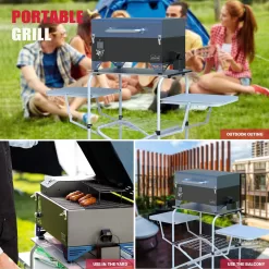 ASMOKE AS300 256-sg. in. Portable Wood Pellet BBQ Grill And Smoker Tahoe Blue