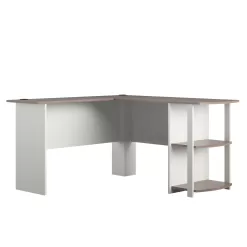Ameriwood Home Dominic L Desk with Bookshelves, White