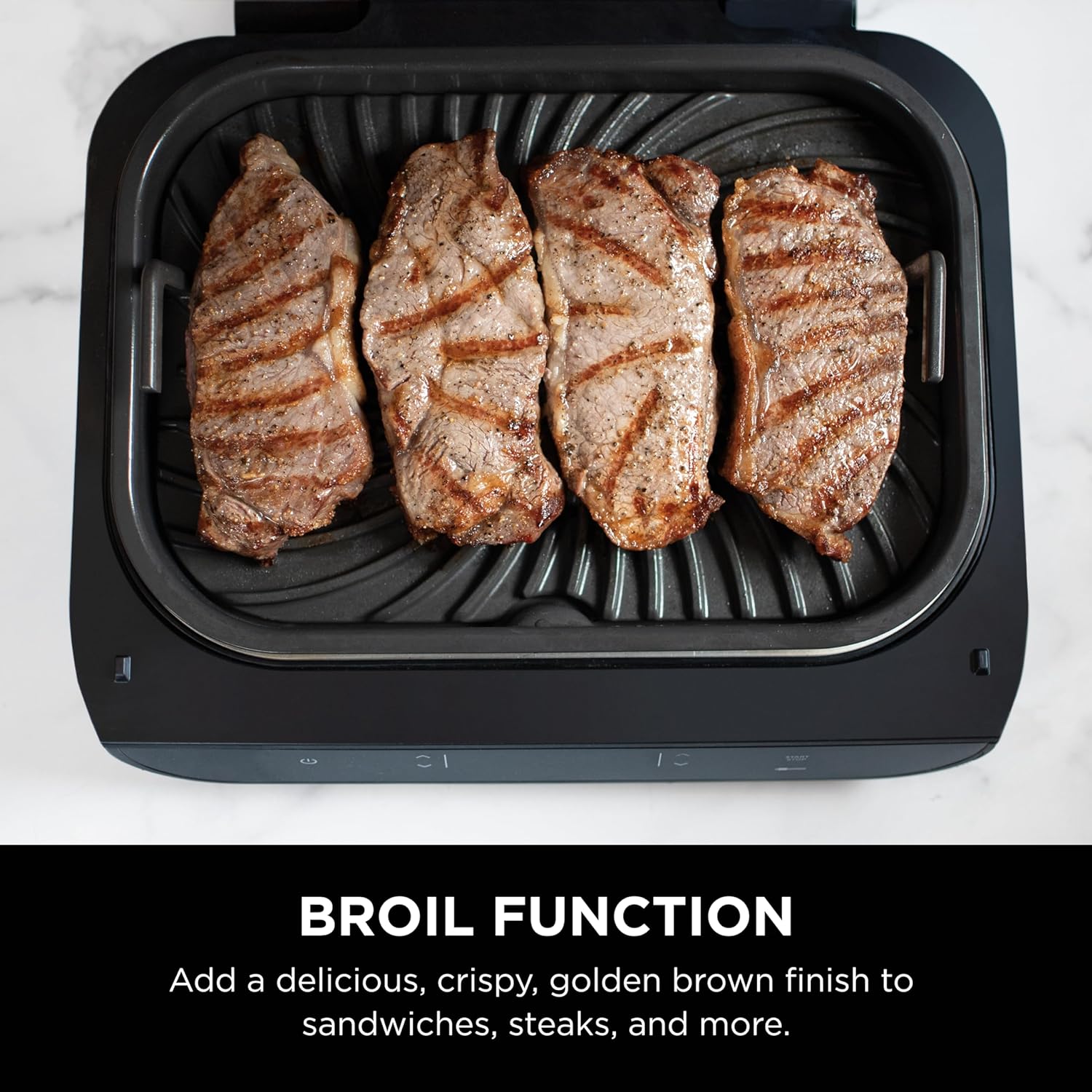 Ninja FG551 Foodi Smart XL 6-in-1 Indoor Grill with Air Fry, Roast, Bake, Broil & Dehydrate, Smart Thermometer, Black/Silver - Image 9