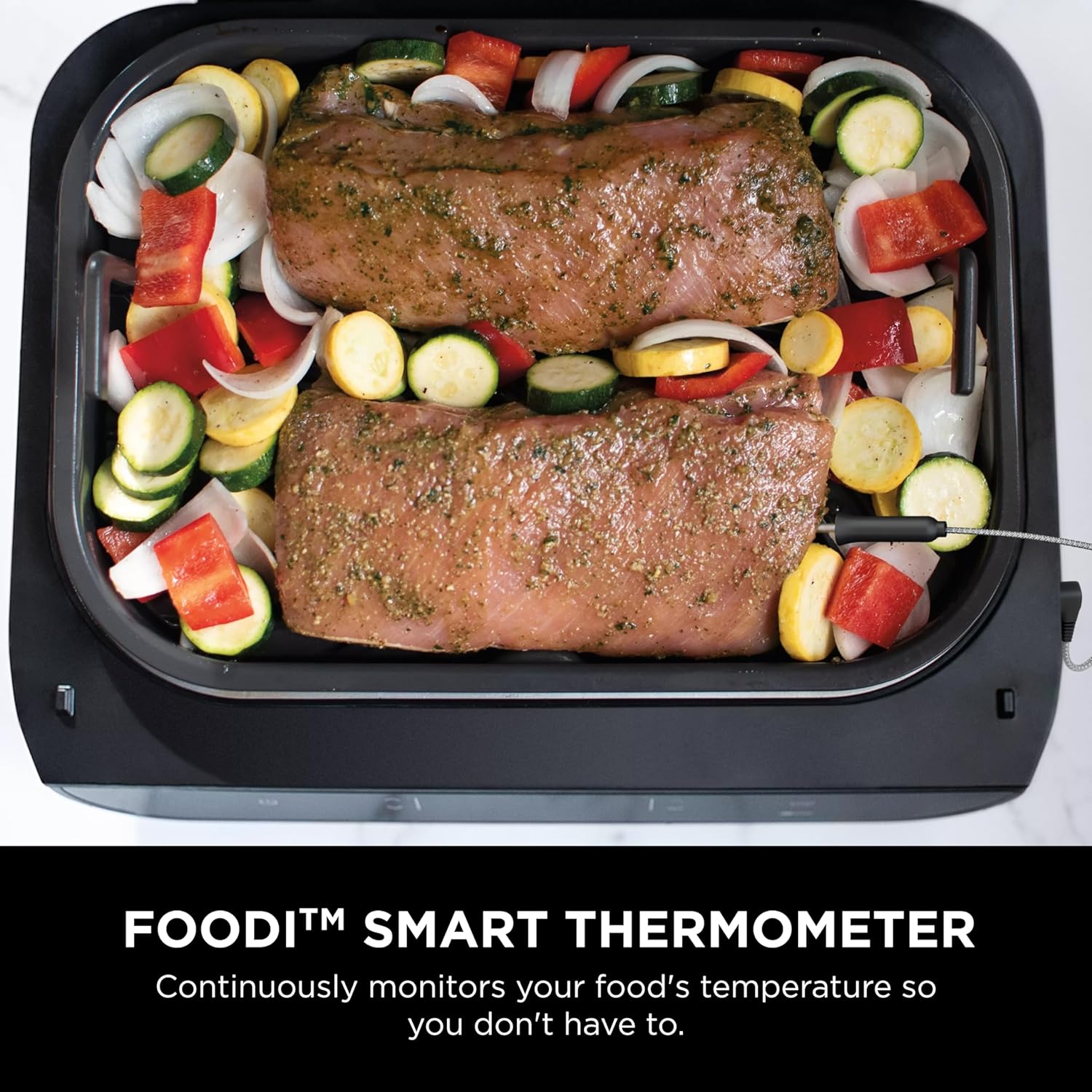 Ninja FG551 Foodi Smart XL 6-in-1 Indoor Grill with Air Fry, Roast, Bake, Broil & Dehydrate, Smart Thermometer, Black/Silver - Image 5