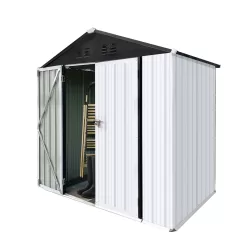 6' x 4' Outdoor Metal Storage Shed, Galvanized Steel Garden Shed with Lockable Doors, Outdoor Storage Shed
