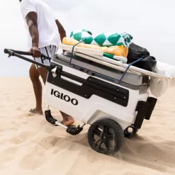 Igloo Trailmate Marine 70 Quart, Wheeled Cooler, White and Black