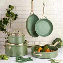 Thyme & Table Nonstick Supreme Cookware, 12-Piece Set, Olive